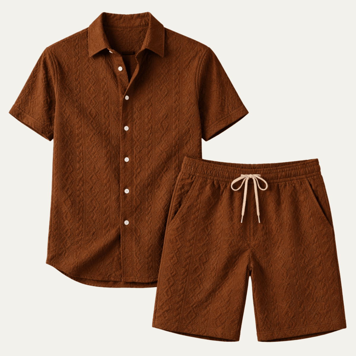 Conjunto para hombre — Camisa de punto de corte relajado con pantalones cortos a juego