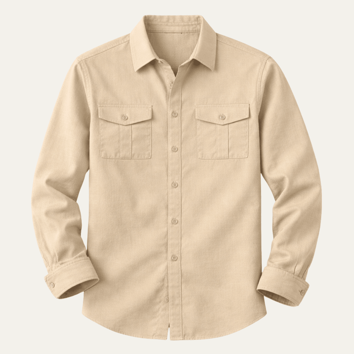 Camisa de lino para hombre ajuste holgado manga larga cierre con botones