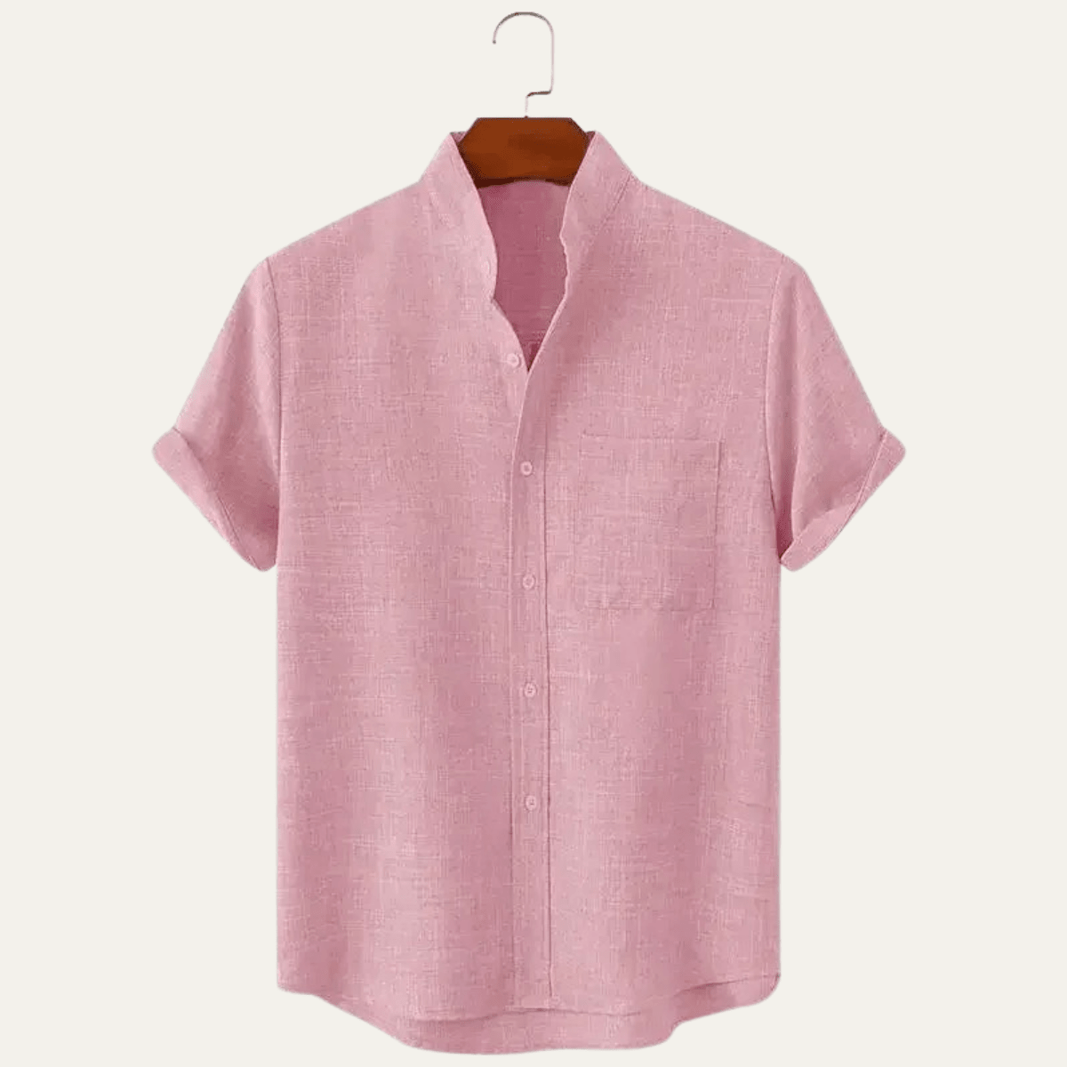 Leinenhemd Herren - Oversized-Passform Kurzarm Knopfverschluss Vorne