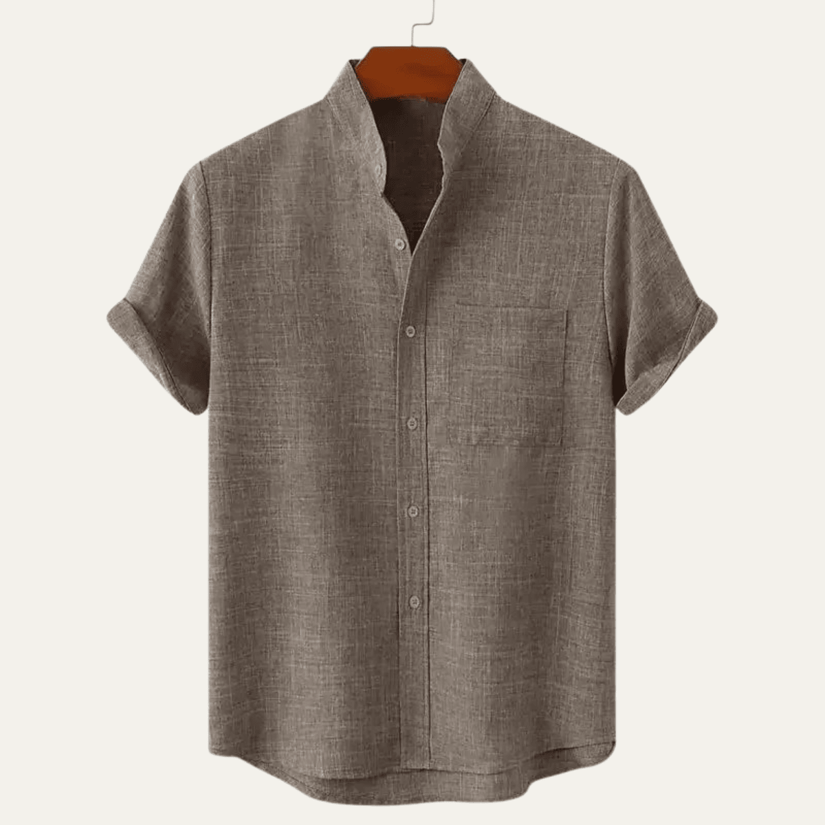 Leinenhemd Herren - Oversized-Passform Kurzarm Knopfverschluss Vorne
