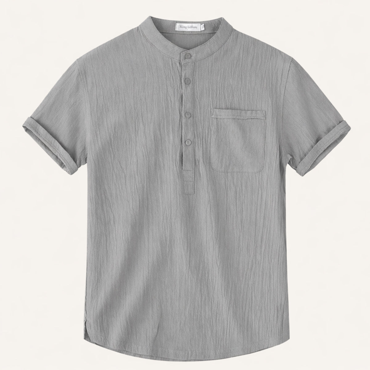 Leinenhemd Herren - Kurzarm Henley-Ausschnitt Pullover-Stil