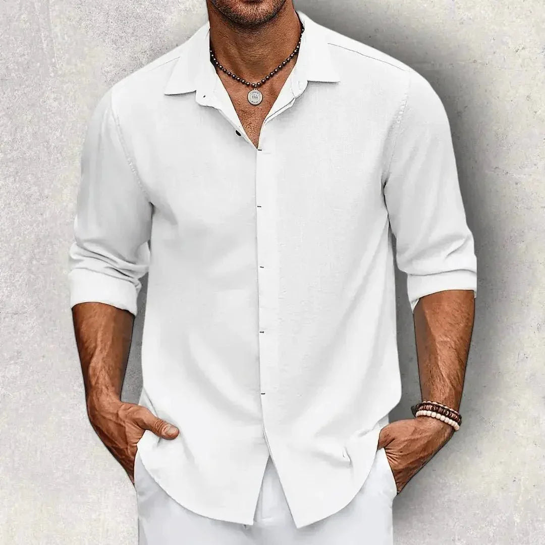 Chemise lin homme — Coupe slim Coupe ajustée Design structuré