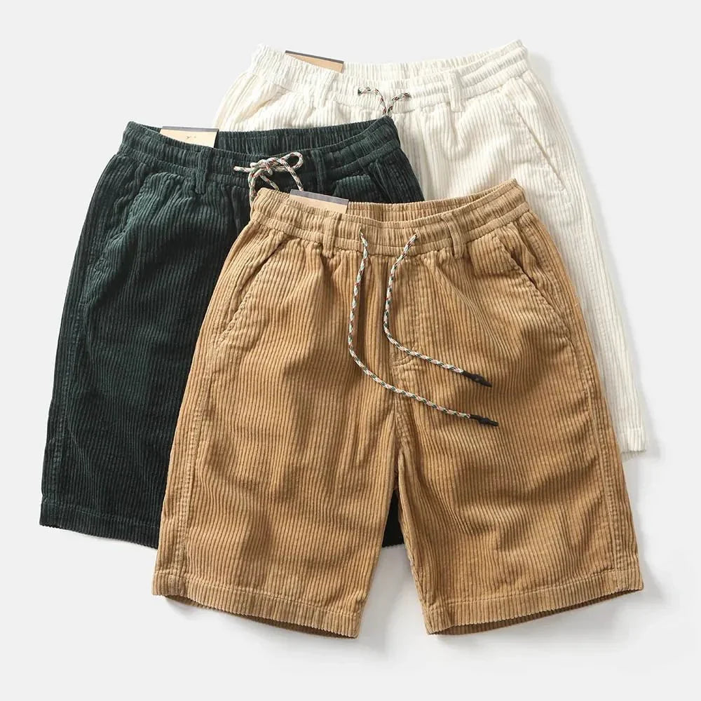 Leinen-Shorts Herren - Entspannte Passform Über dem Knie Elastischer Bund