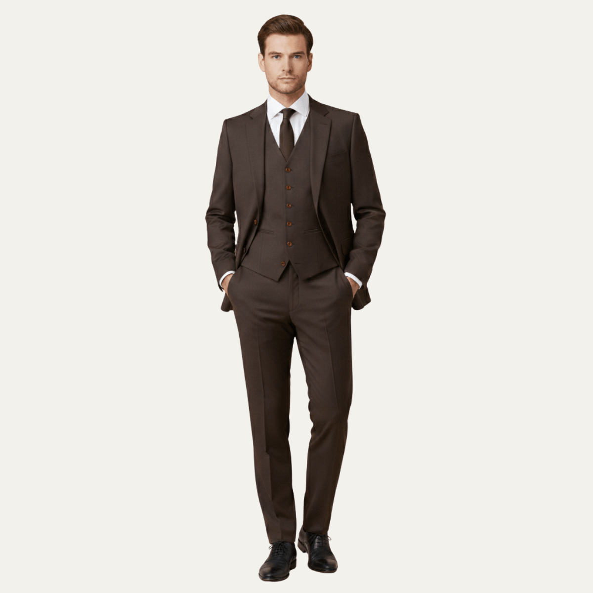Ensemble costume lin homme trois pièces — Coupe slim Fermeture devant