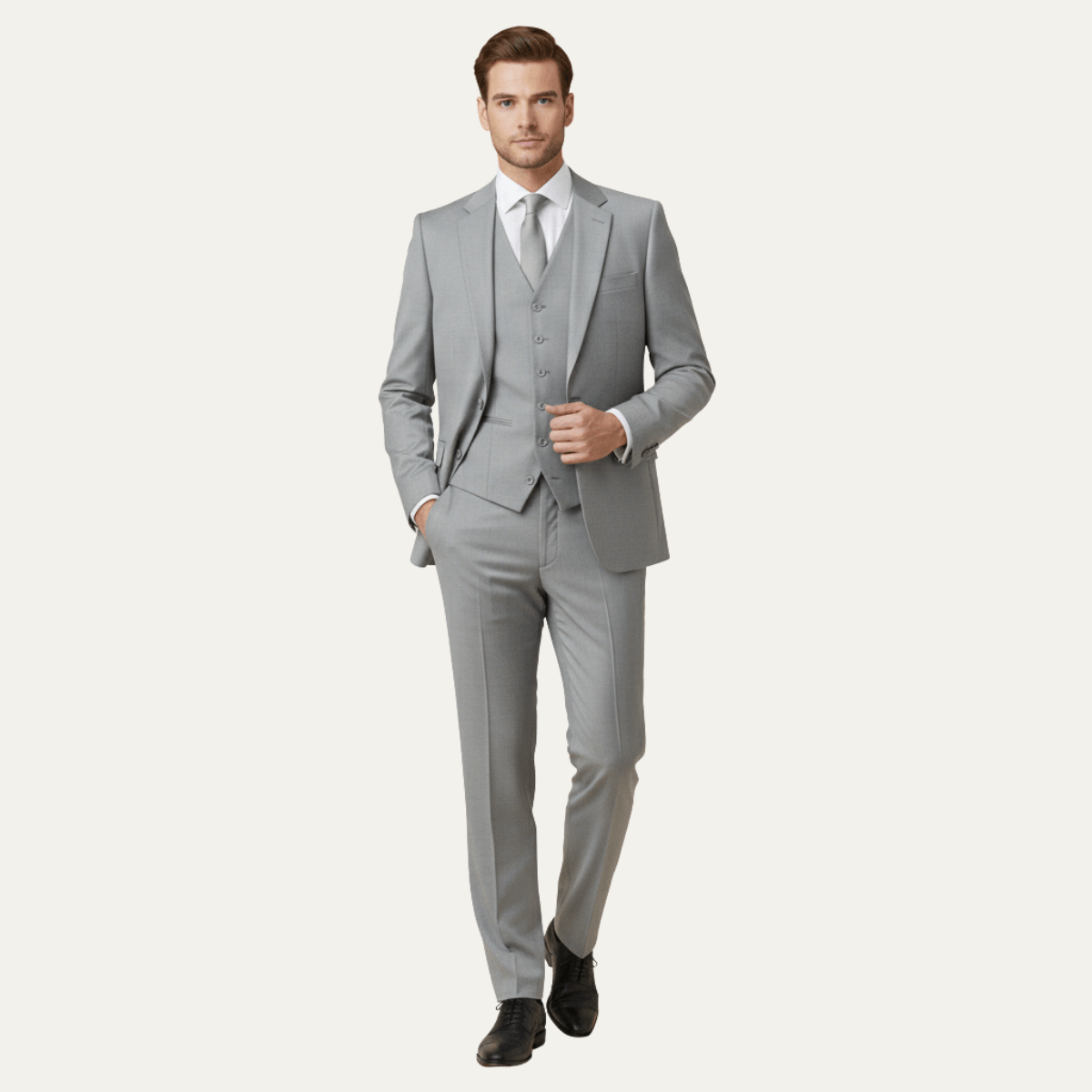 Ensemble costume lin homme trois pièces — Coupe slim Fermeture devant