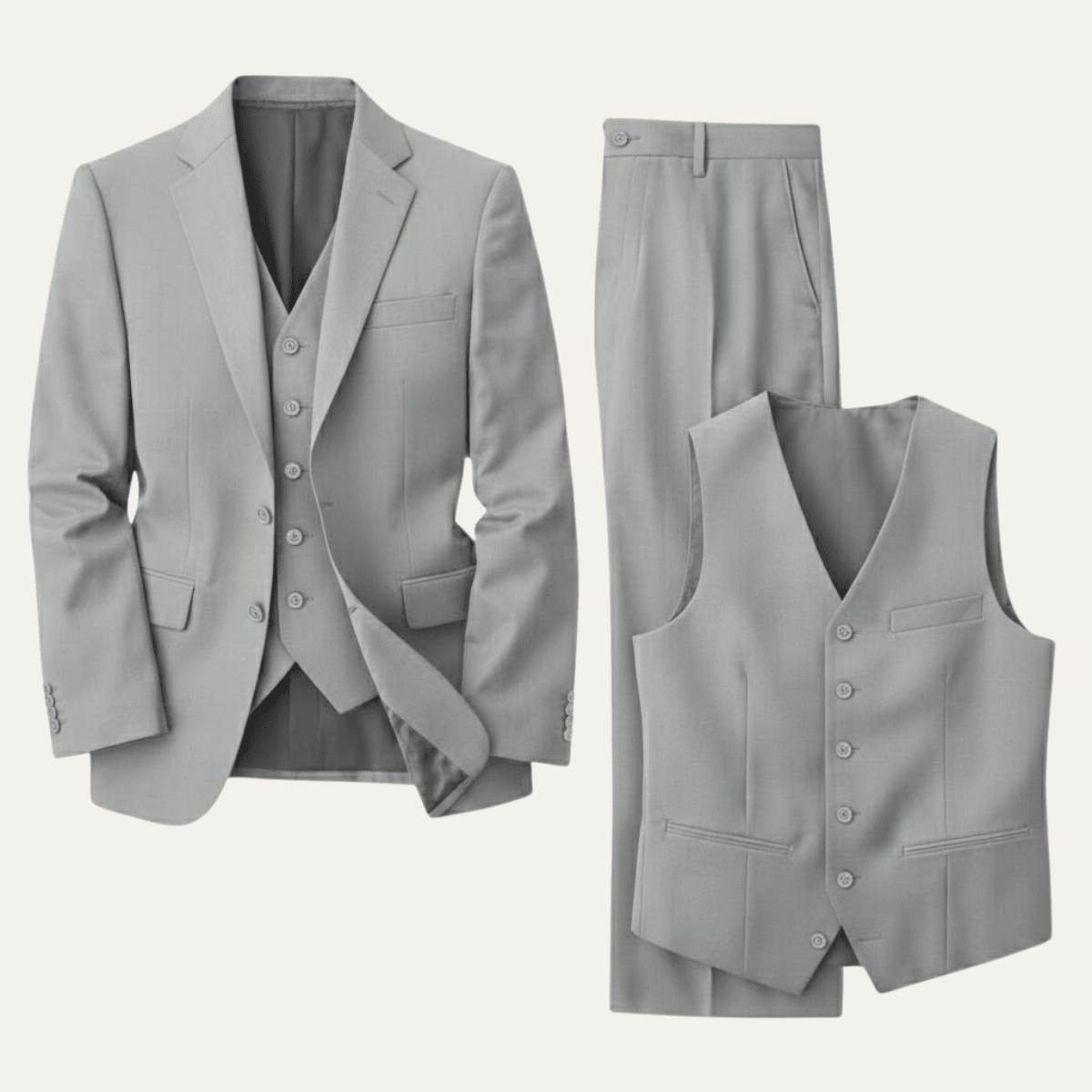 Ensemble costume lin homme trois pièces — Coupe slim Fermeture devant