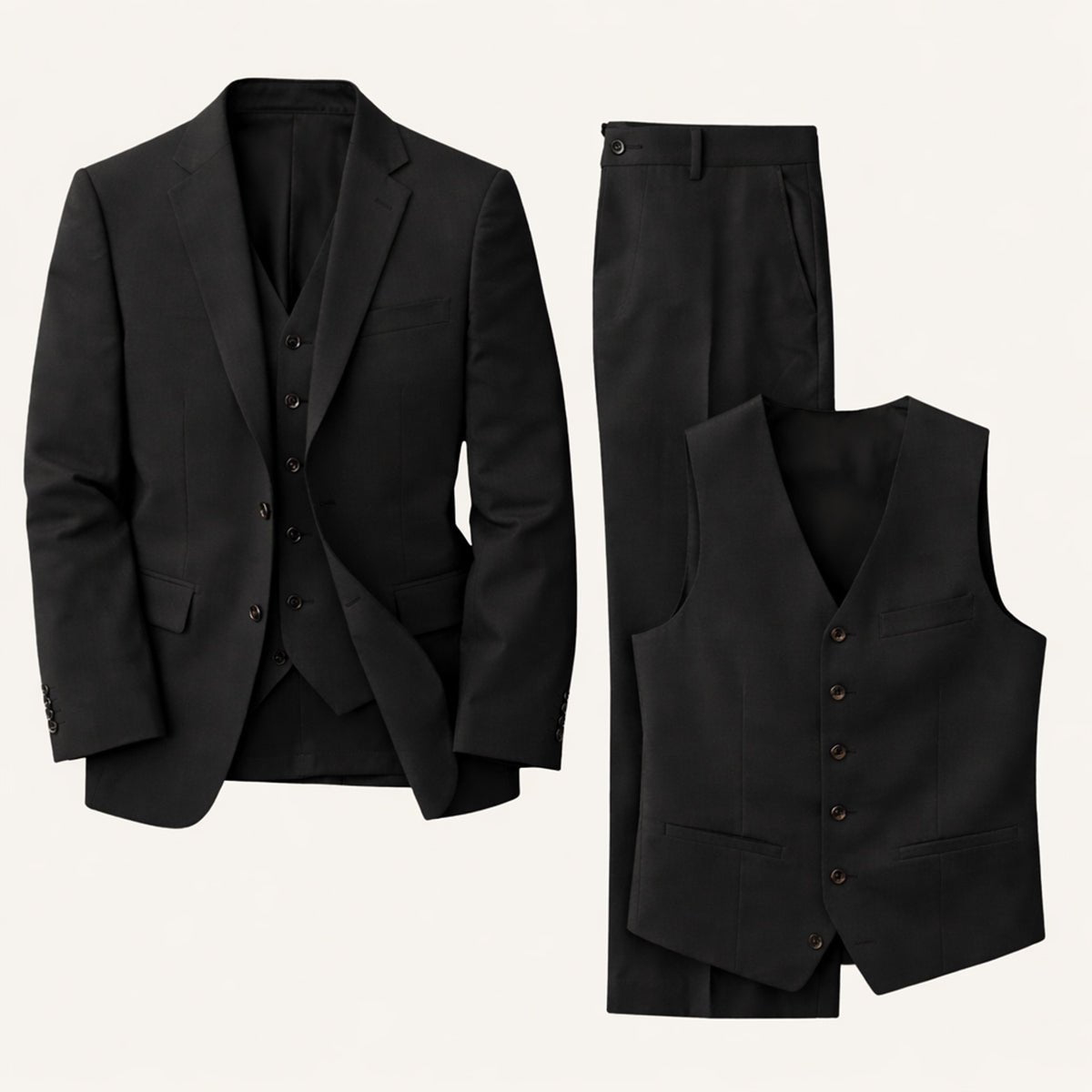 Traje de lino de tres piezas para hombre — Ajuste entallado, chaqueta, chaleco y pantalones