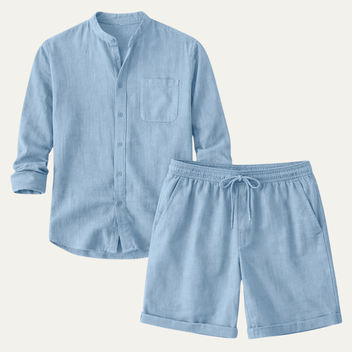 Ensemble lin homme deux pièces — Chemise manches courtes & short coupe décontractée
