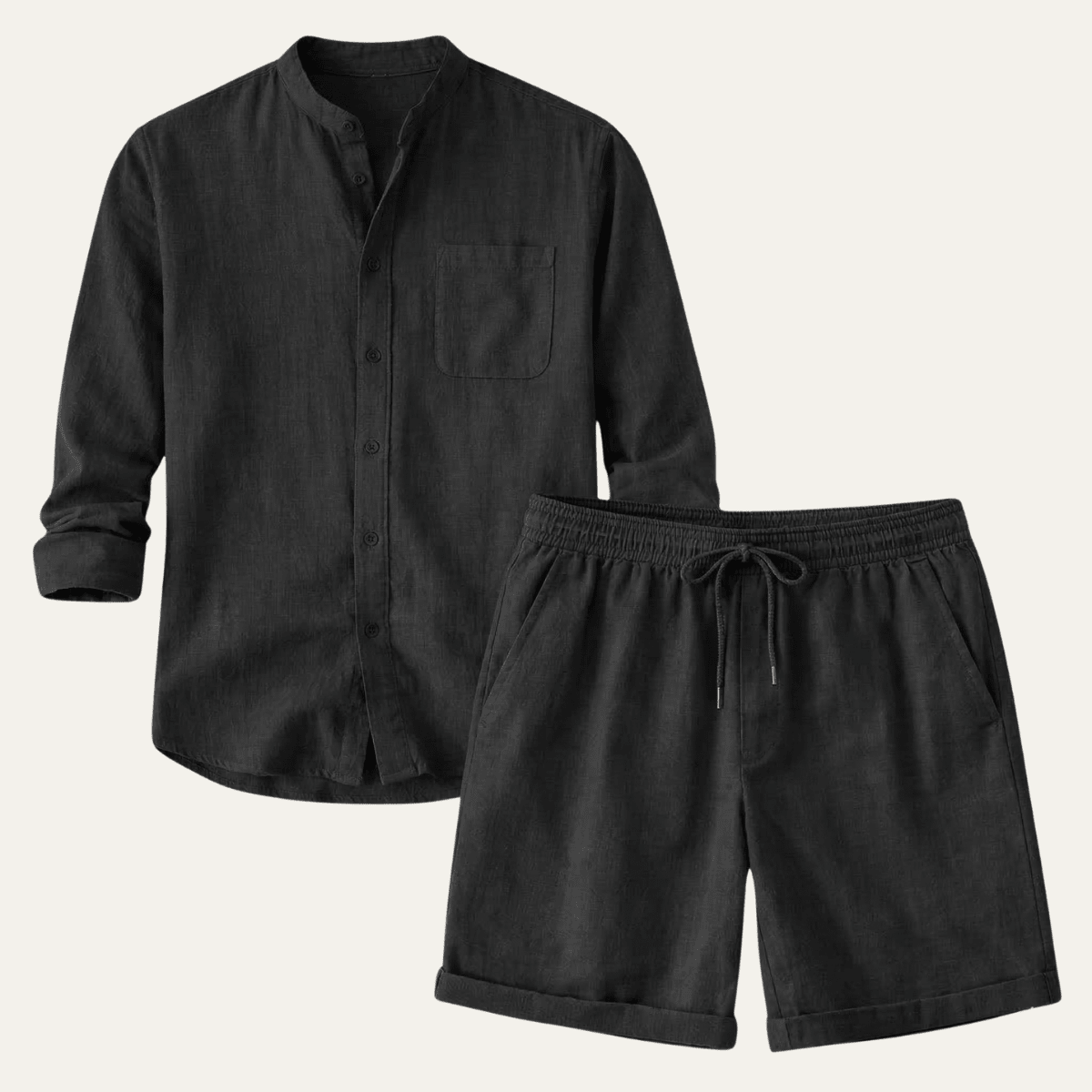 Ensemble lin homme deux pièces — Chemise manches courtes & short coupe décontractée