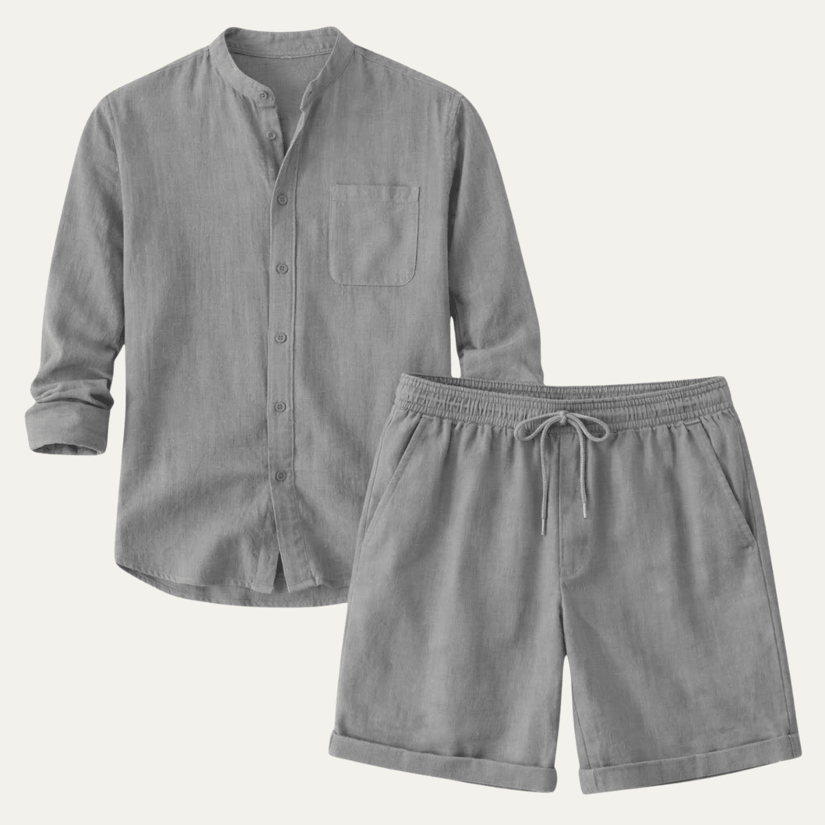 Ensemble lin homme deux pièces — Chemise manches courtes & short coupe décontractée