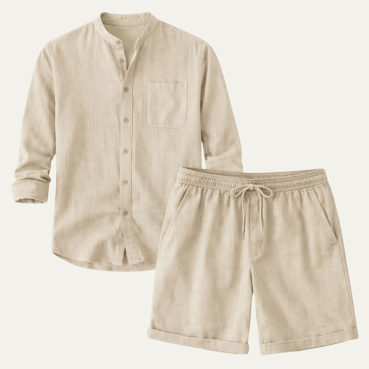 Ensemble lin homme deux pièces — Chemise manches courtes & short coupe décontractée
