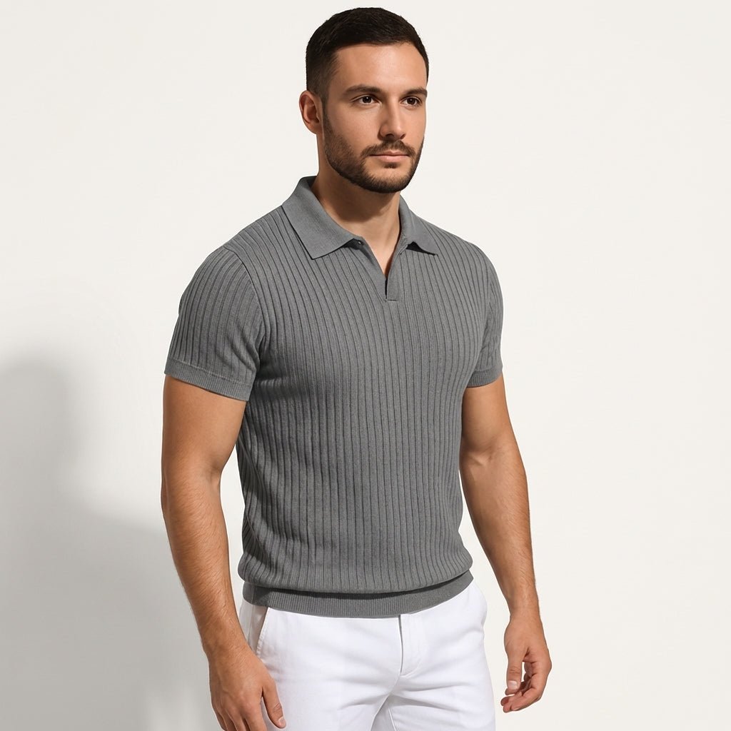 Polo de hombre — Ajuste slim, mangas cortas y tapeta con botones