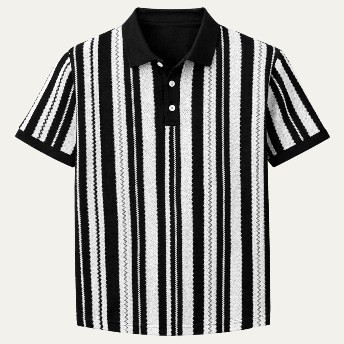 Polo Homem — Malha às Riscas Manga Curta Design com Gola