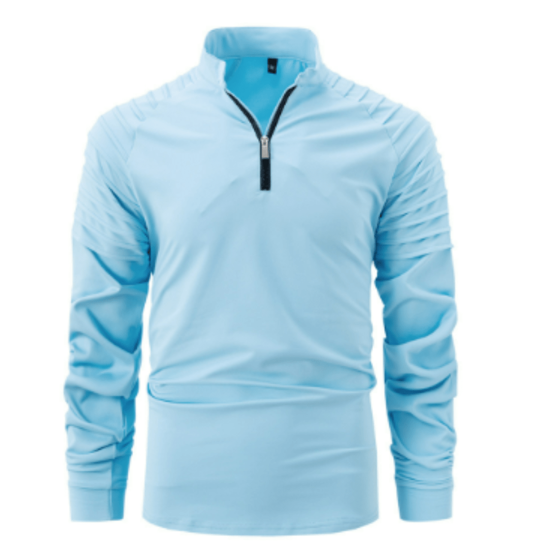 Polo con cremallera hasta el cuarto para hombre, suéter casual y elegante