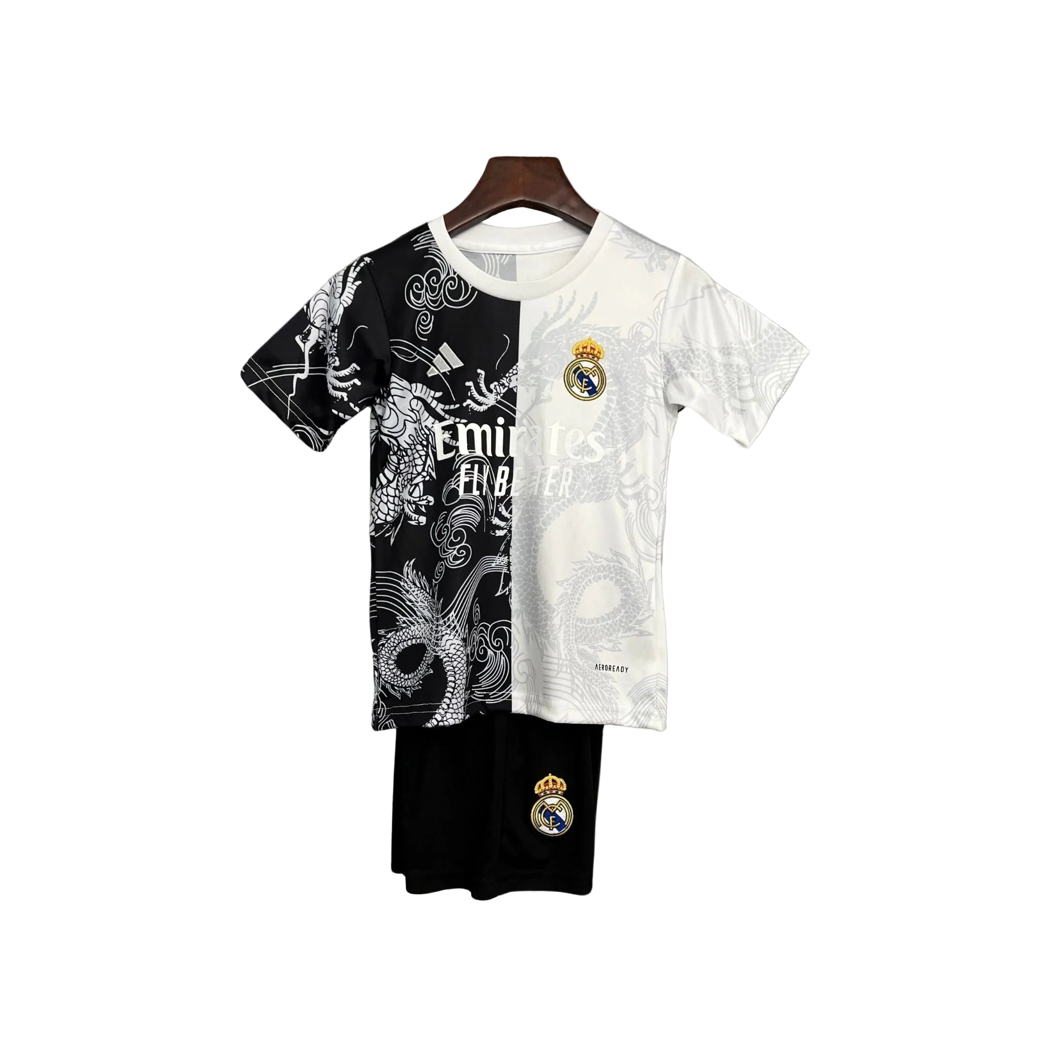 Real Madrid Half white Half black Dragon kids Jersey