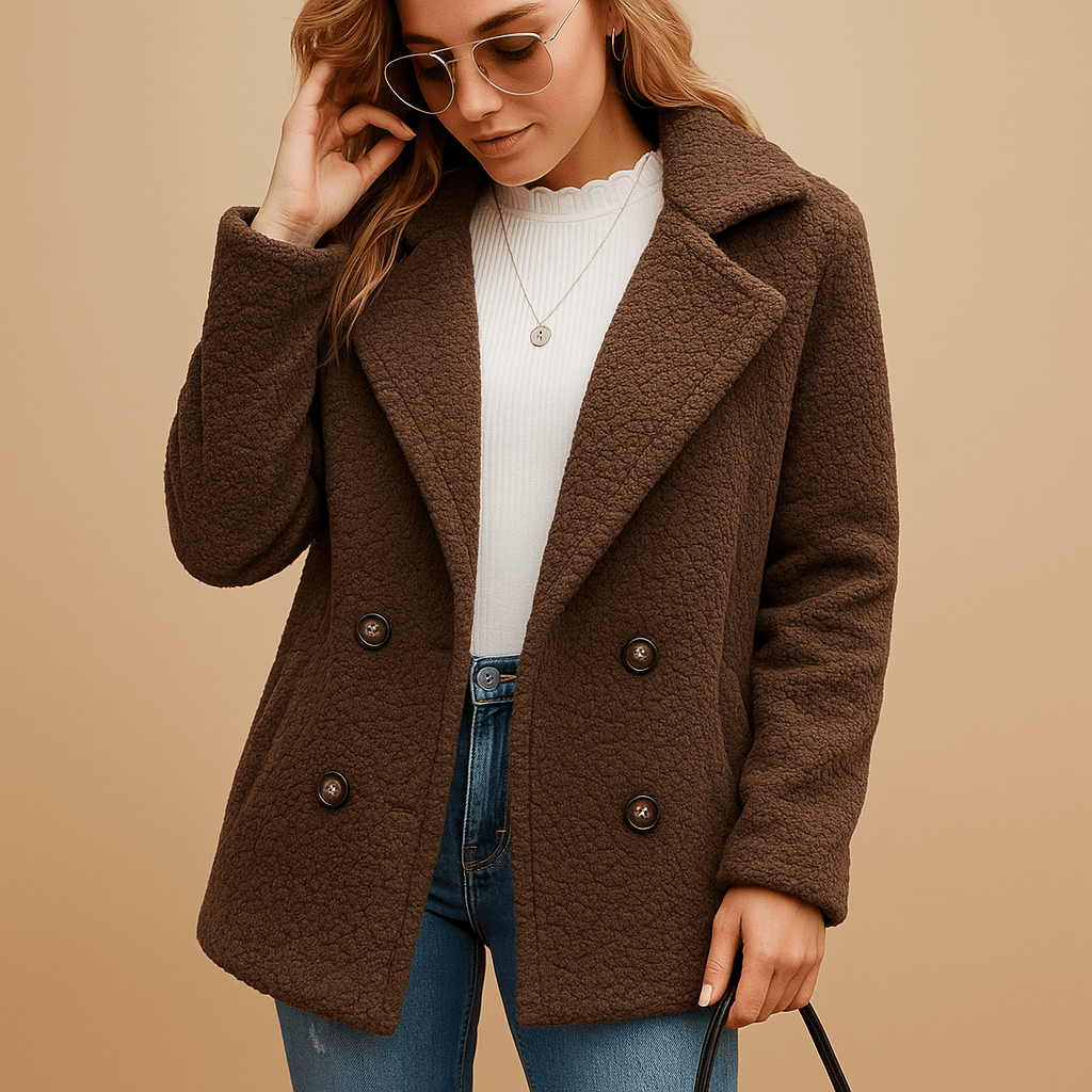 Manteau Court d'Hiver Femme Coupe Ajustée Boutonné