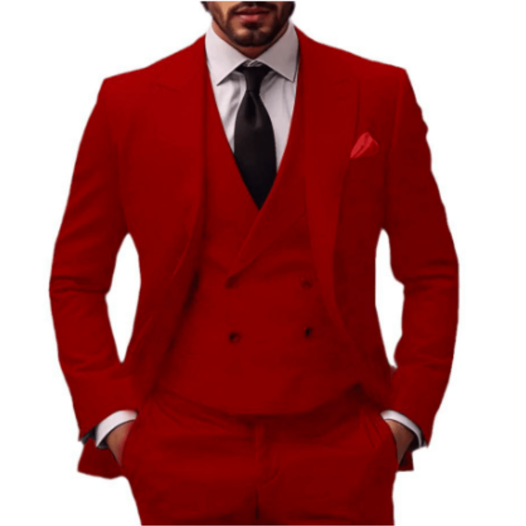Fato Homem Três Peças Ajuste Confortável Estilo Refinado