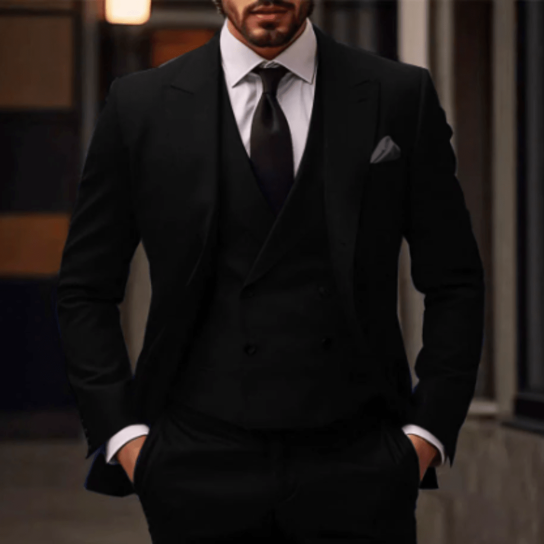Fato Homem Três Peças Ajuste Confortável Estilo Refinado