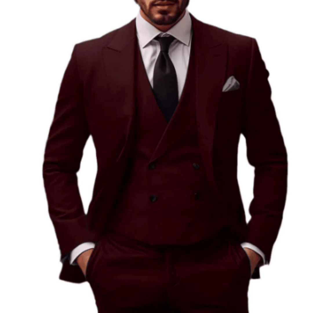 Fato Homem Três Peças Ajuste Confortável Estilo Refinado