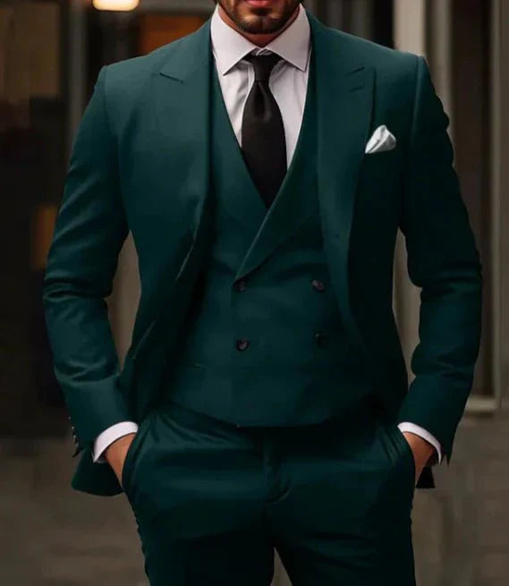 Fato Homem Três Peças Ajuste Confortável Estilo Refinado