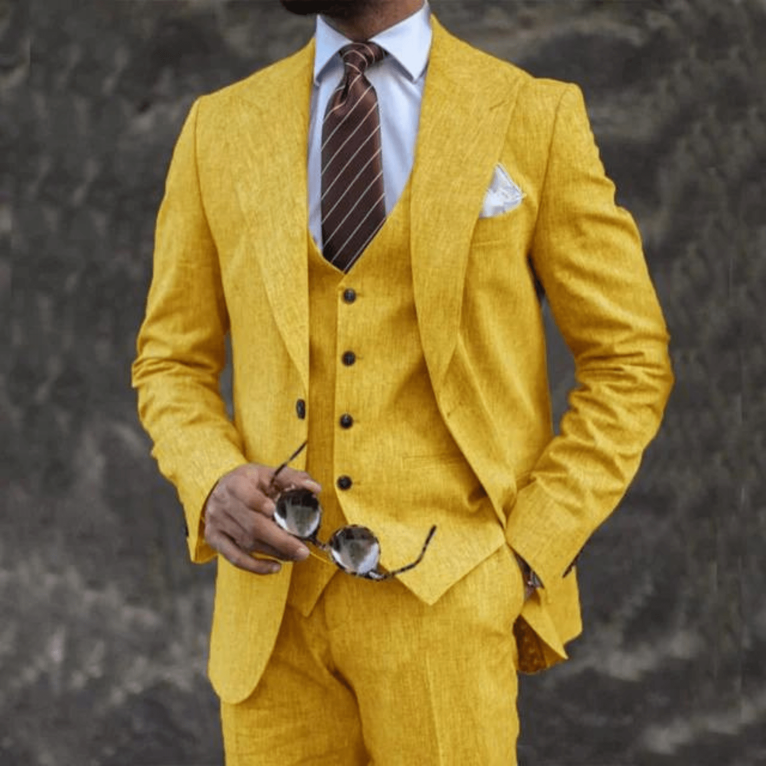 Suit Set Men Lightweight Tailored Fit Formal Style