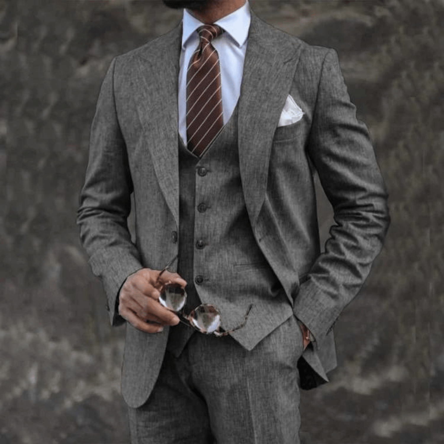 Suit Set Men Lightweight Tailored Fit Formal Style