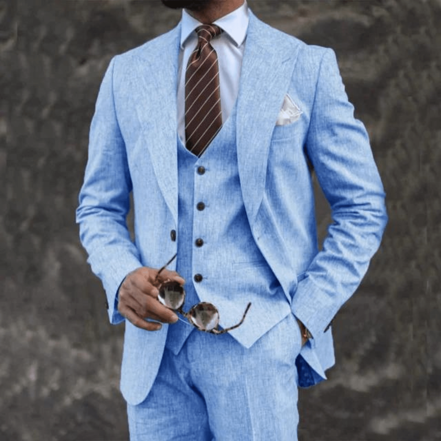 Suit Set Men Lightweight Tailored Fit Formal Style