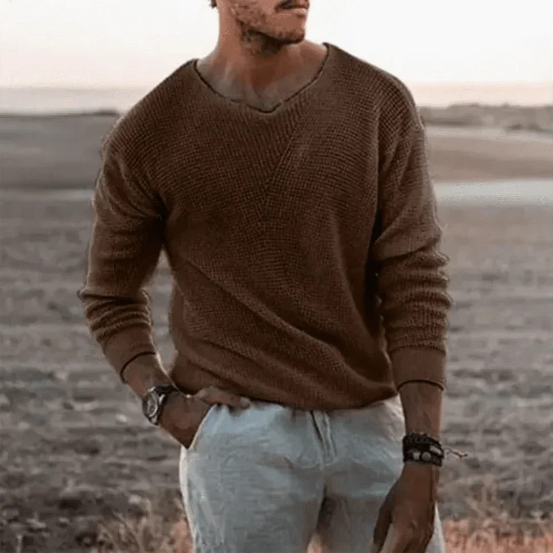 Pull homme, chaud, manches longues, pull classique tricoté