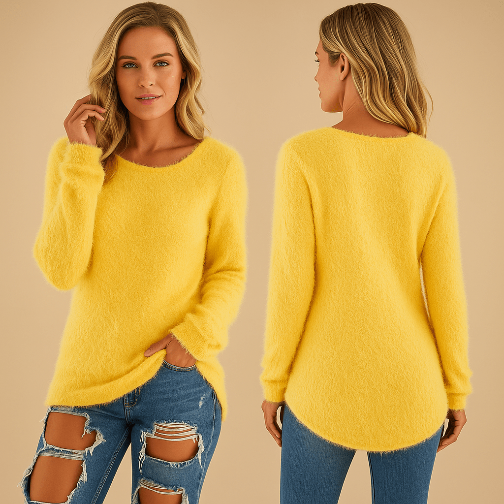 Damen Pullover Leichtes Strickdesign mit lockerem Rundhalsausschnitt