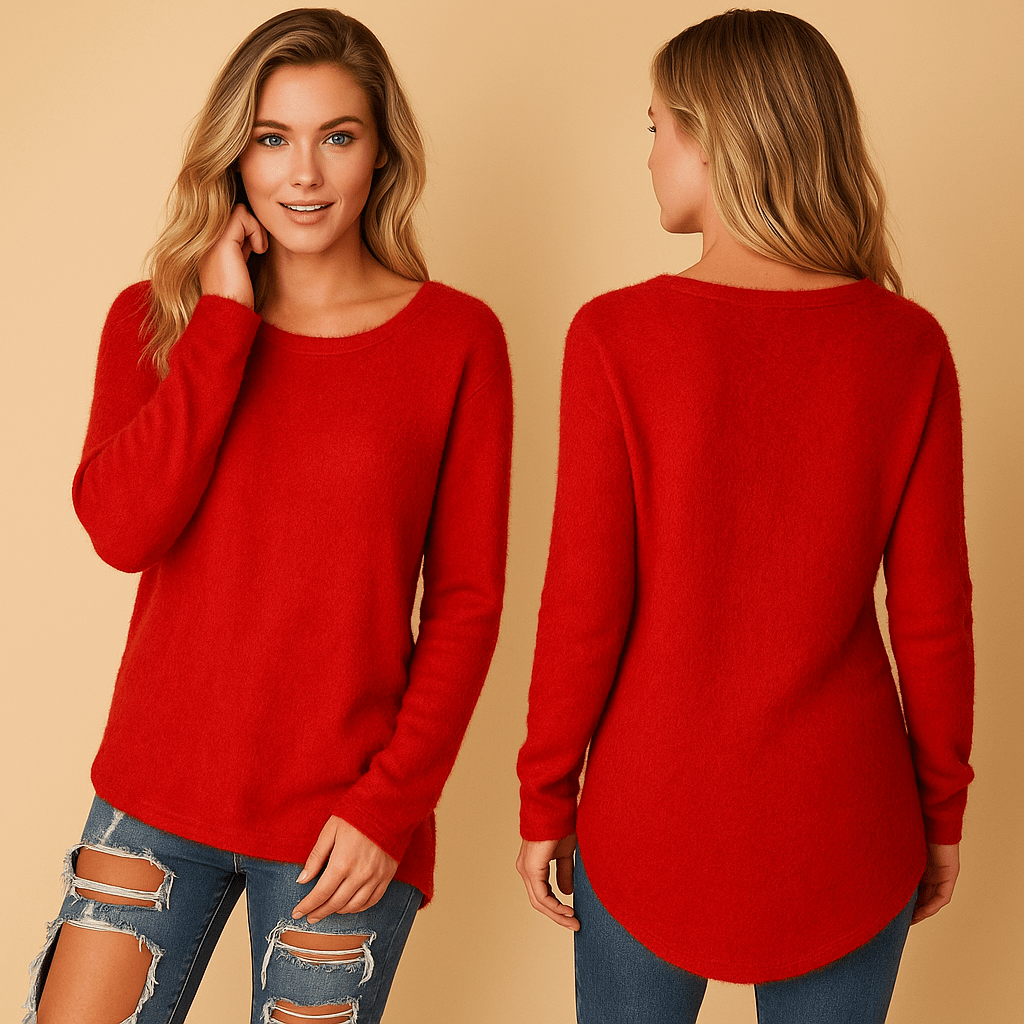 Damen Pullover Leichtes Strickdesign mit lockerem Rundhalsausschnitt