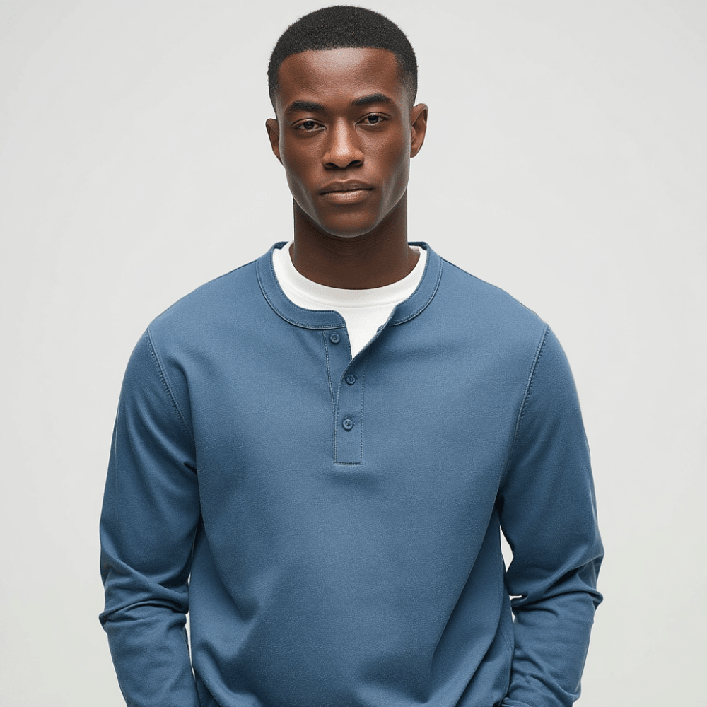 Camiseta para hombre manga larga sin cuello