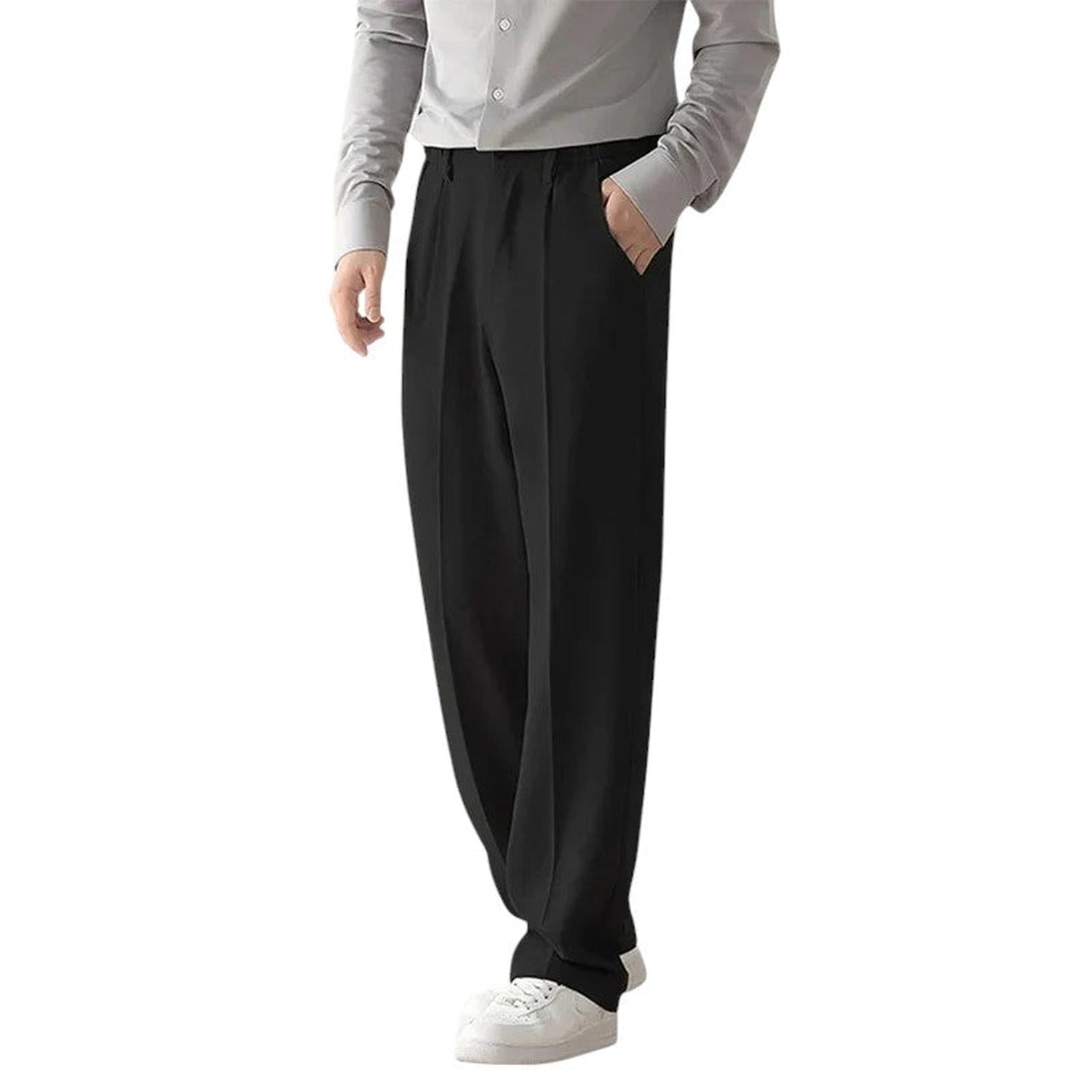 Pantalones para hombre formales con diseño drapeado y ajuste relajado entallado