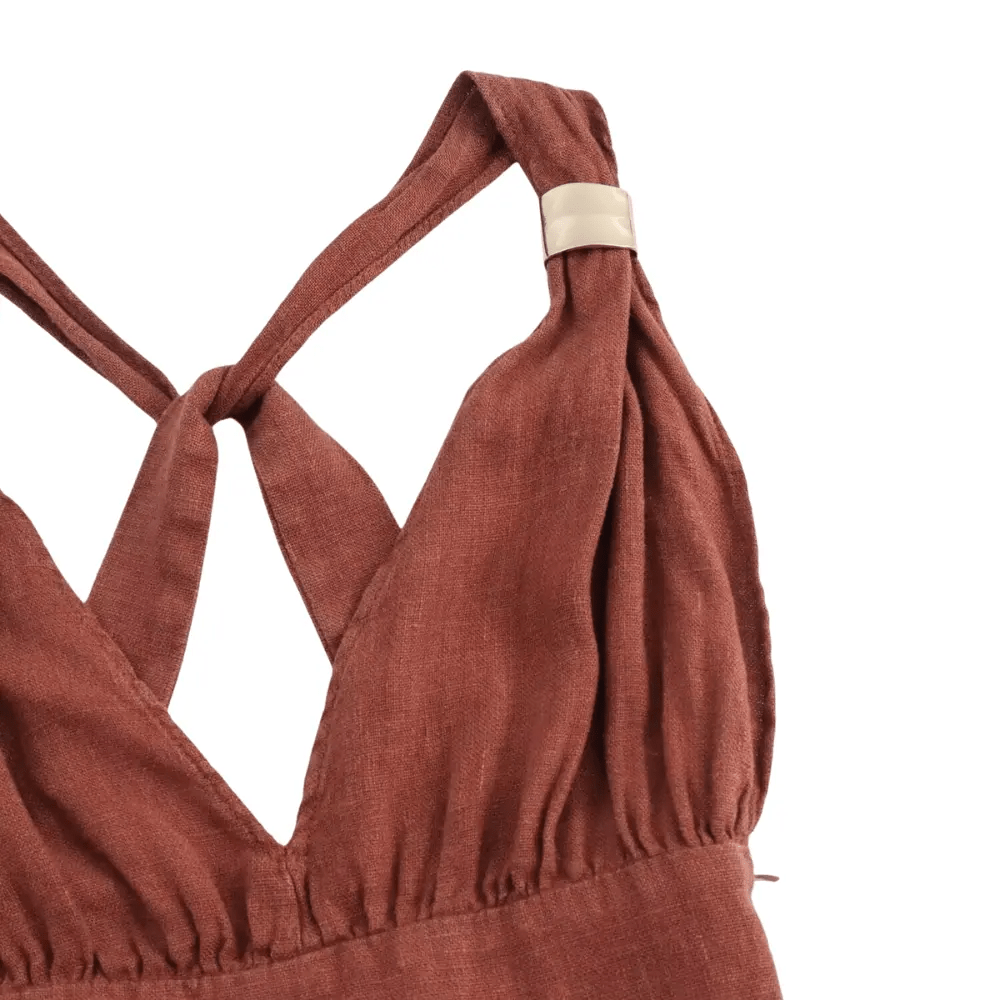 Vestido Maxi para Mulher, Sem Mangas, Decote Profundo em V, Costas Abertas