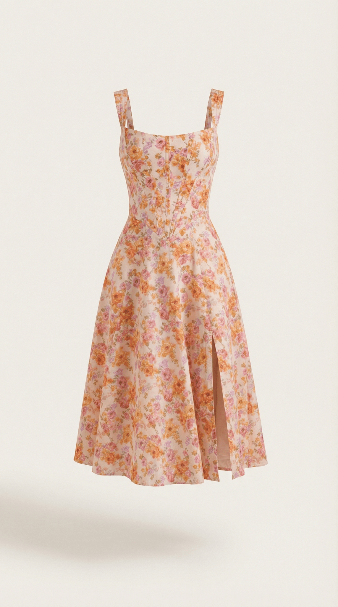 Abito midi da donna con scollo a cuore silhouette a-linea