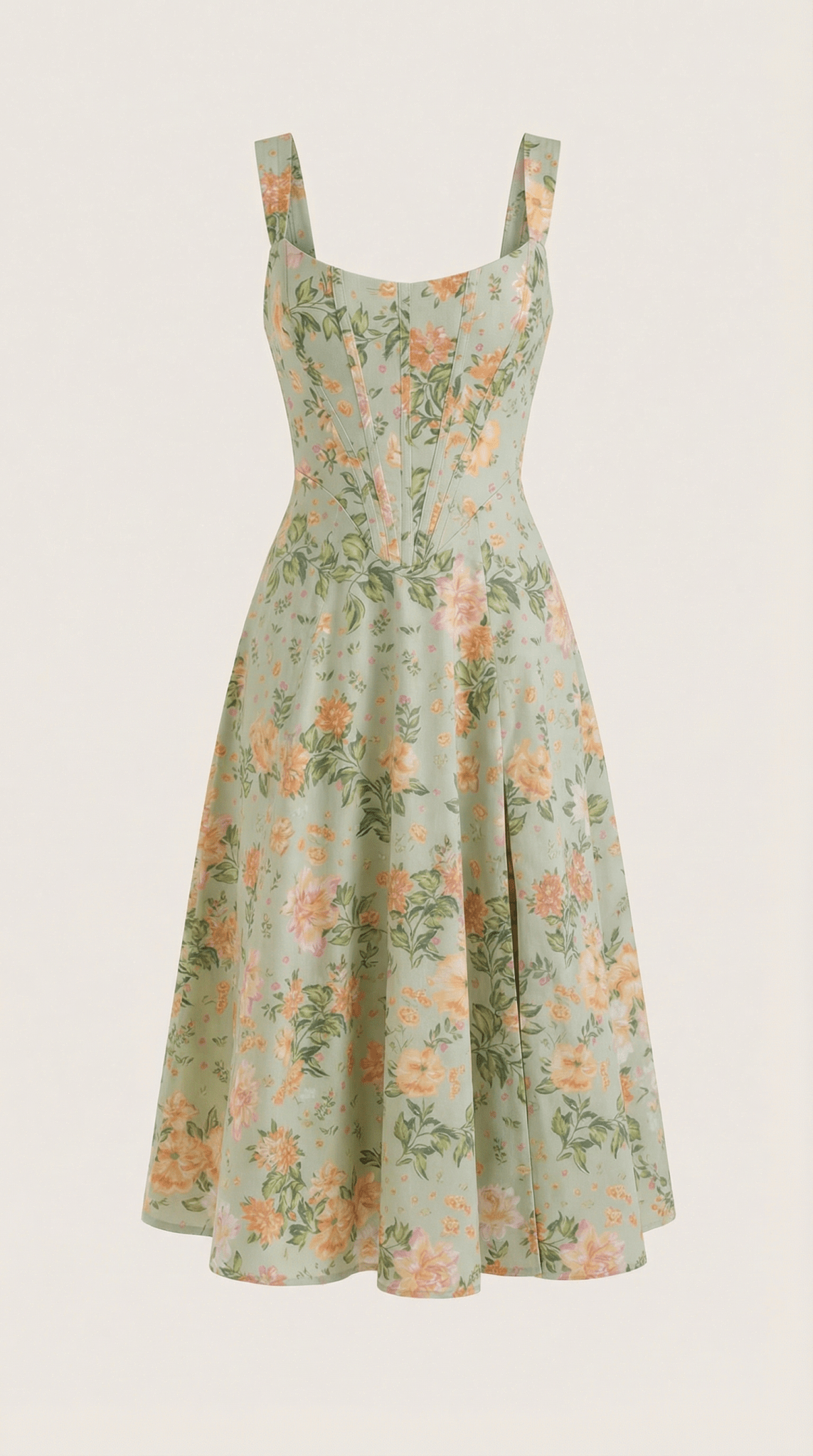 Abito midi da donna con scollo a cuore silhouette a-linea