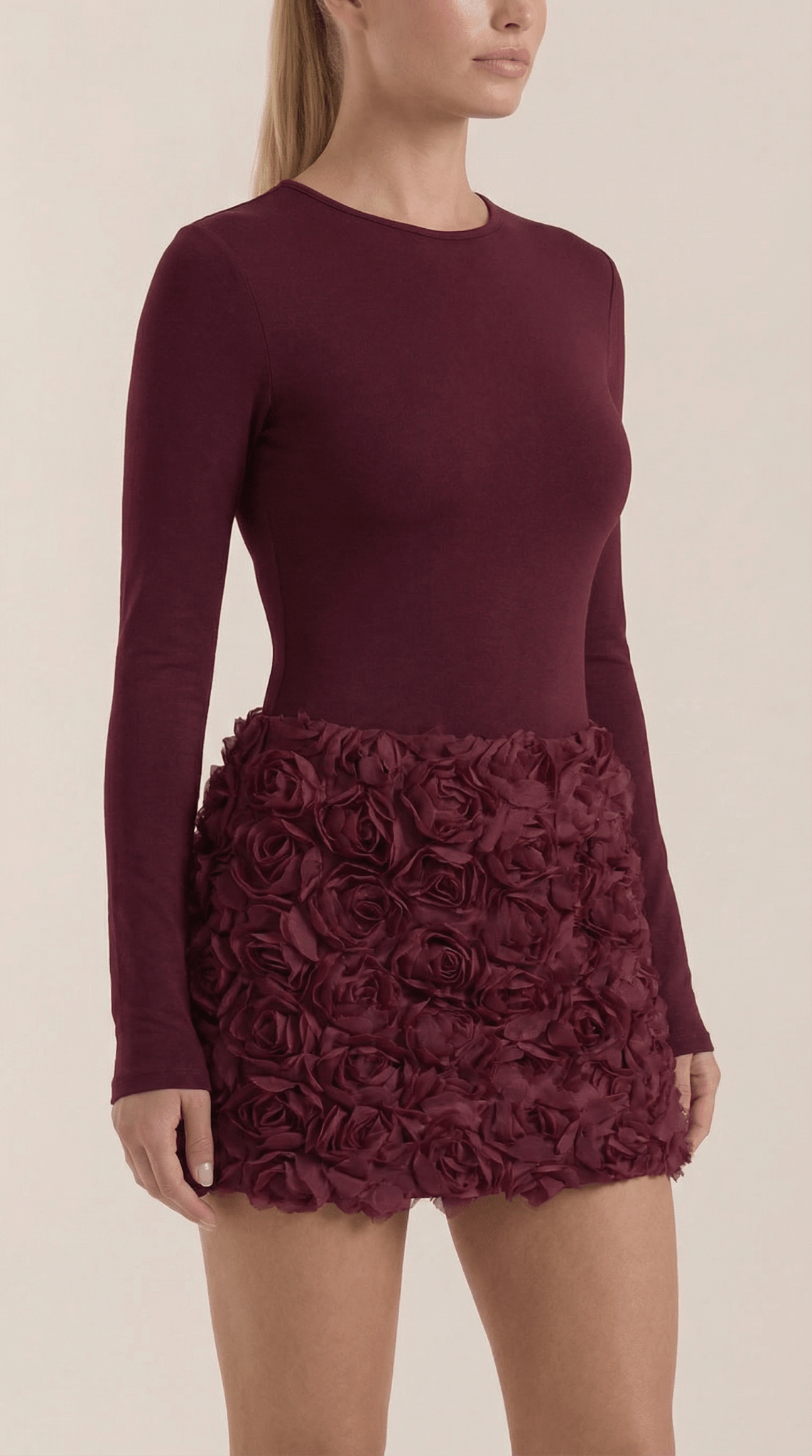 Vestido mini para mujer con manga larga por encima de la rodilla ajuste ceñido