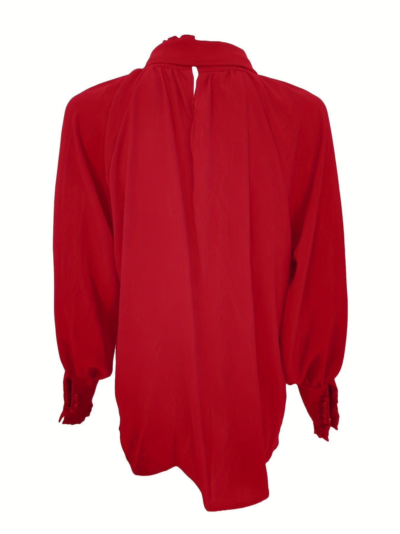 Dames Blouse — Lange Mouw Strik Hals Gerimpelde Mouwen