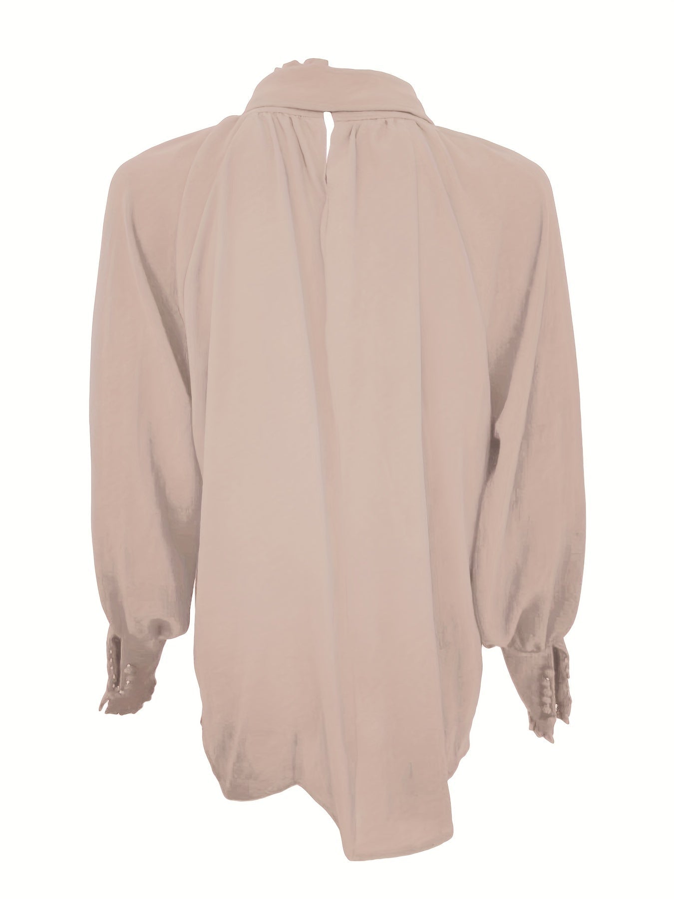 Dames Blouse — Lange Mouw Strik Hals Gerimpelde Mouwen