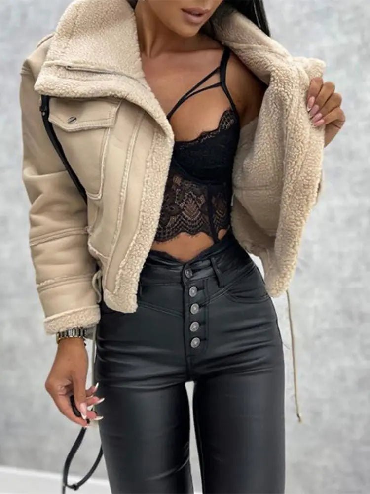 Chaqueta de mujer — Cierre frontal con cremallera, forro de forro polar