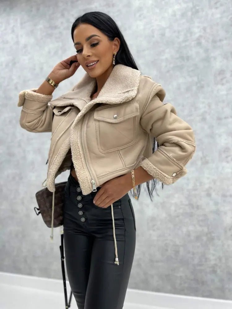 Chaqueta de mujer — Cierre frontal con cremallera, forro de forro polar