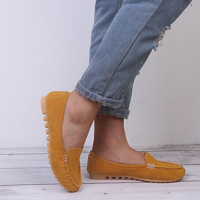 Damen-Loafer — Schlupfschuh, flache Sohle, geschlossener Obermaterial, minimalistisches Design  