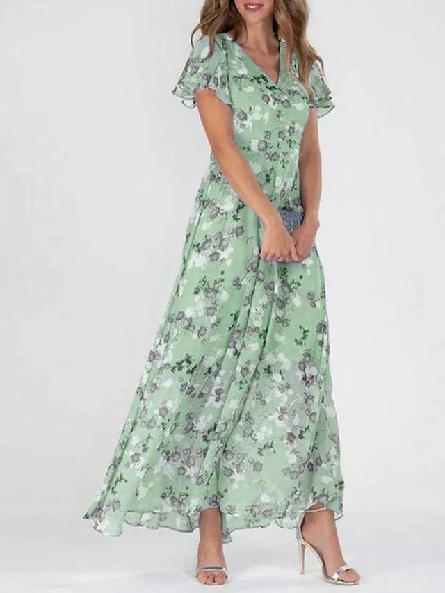 Robe maxi femme — col asymétrique à une épaule détail nœud