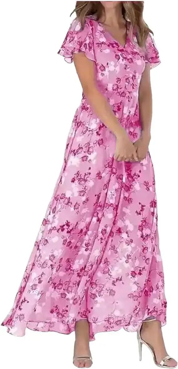 Robe maxi femme — col asymétrique à une épaule détail nœud