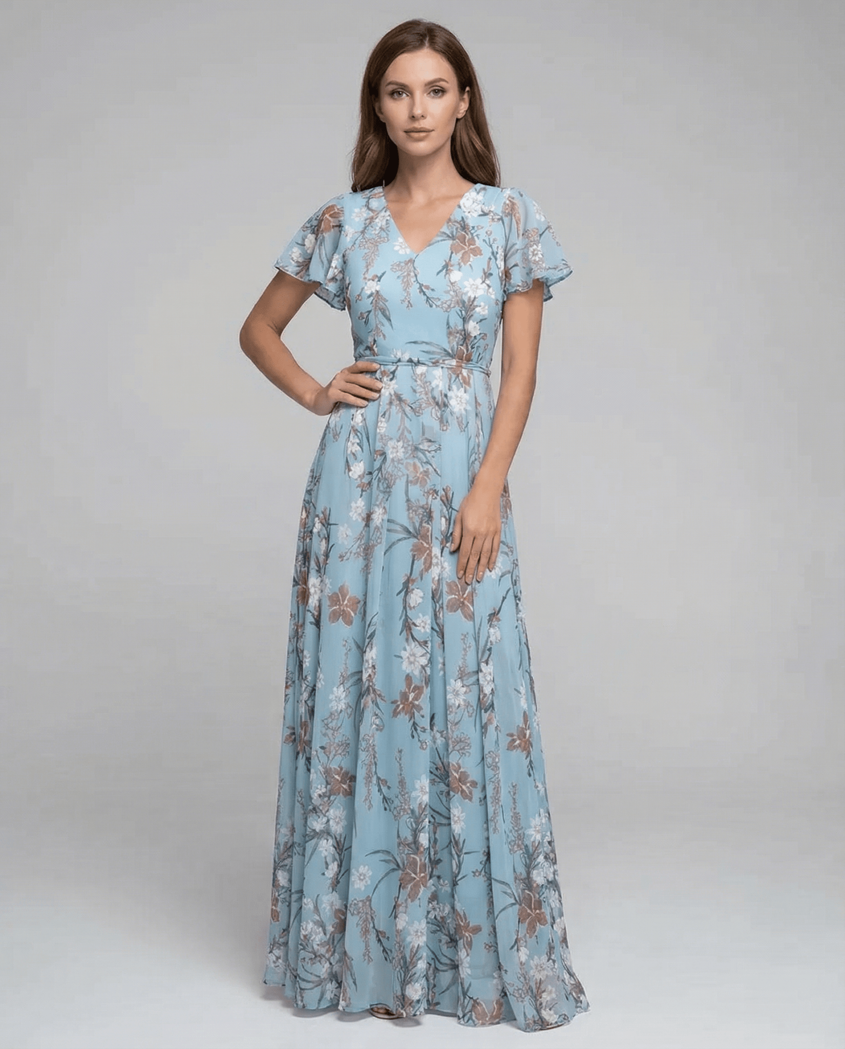 Robe maxi femme — col asymétrique à une épaule détail nœud