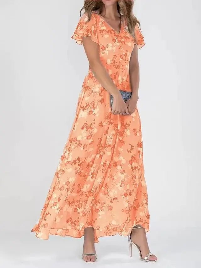 Robe maxi femme — col asymétrique à une épaule détail nœud