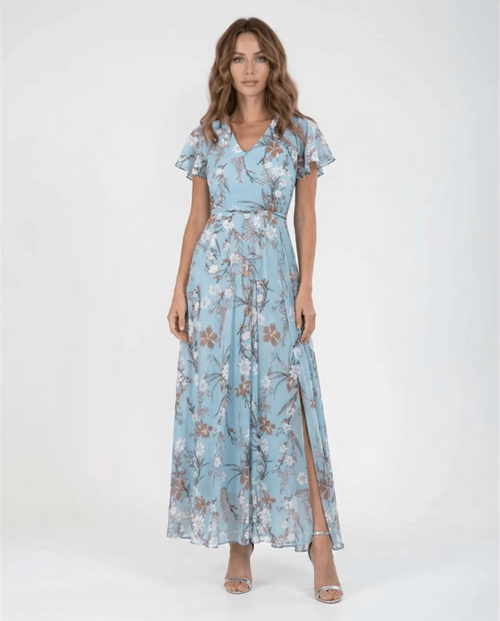 Robe maxi femme — col asymétrique à une épaule détail nœud