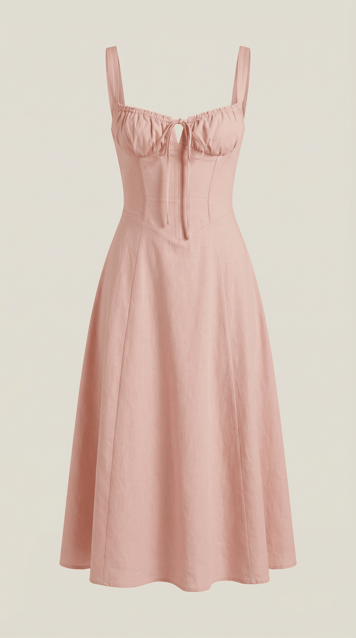 Damen Midikleid — A-Linie, Herzausschnitt, Schnürung vorne