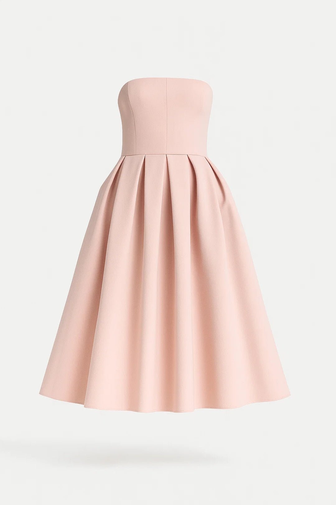 Vestido midi para mujer — Corsé ajustado sin tirantes y falda acampanada