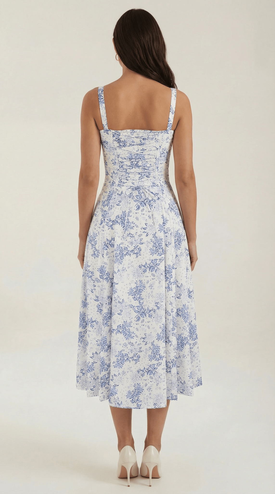 Vestido midi para mujer - Escote corazón con cordones ajuste estructurado