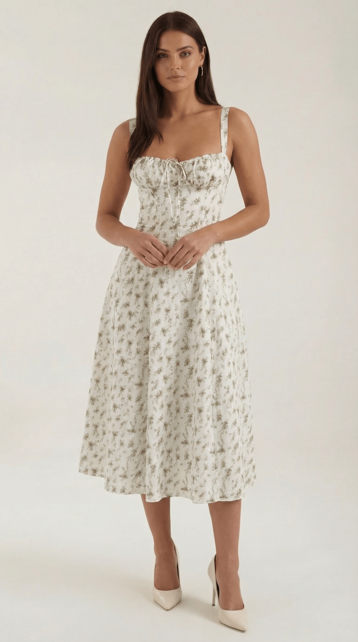Vestido midi para mujer - Escote corazón con cordones ajuste estructurado